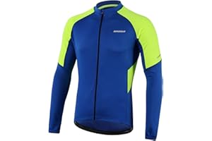 BERGRISAR Men's Cycling Jersey Tops Long Sleeve MTB Bike Shirts with 3+1 Rear Pockets BG012