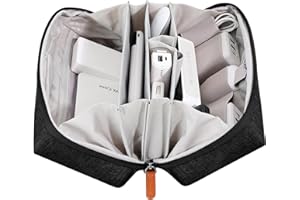BUBM Elektroniczny organizer na akcesoria Tech Pouch na ładowarkę MacBooka, kable, dysk twardy, przewody, wodoodporne gniazda na torbę do przechowywania na adapter USB, kartę pamięci, Czarny