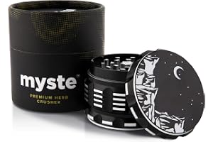 MYSTE Herb Grinder 63 mm, Örtkvarn hög med förbättrade skarpaste tänder, magnetiskt lock, premium kryddkvarn, 4 delar med skrapa