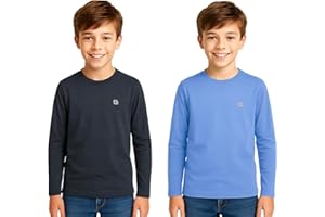 Bahob® 2 Pack Boys Long Sleeve T-Shirt Top Children's Round Neck Long-Sleeve T-Shirt Soft Cotton 3-14 Years