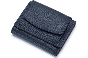 RRANCharltu Portafoglio Donna Piccolo in Vera Pelle RFID Blocco Portamonete Ragazze Piccolo Portafogli con Tasca per Monete Mini Borsellino, Blu zaffiro