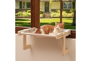 FUKUMARU Hamac Chat Fenêtre, Hamac Transformable pour Appui de Fenêtre et Sol, Lit de Fenêtre pour Chatons, Cadre Renforcé en Bois et Métal, Facile à Ajuster et à Assembler