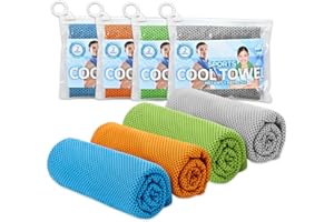 HMCEY Cooling Microfibre Sweat Towel Yoga Ice Towel Stay Cool Head Towel Quick Dry Sports Men Women Neck Scarf Cooling Wrist Band for Golf Travel Gym Beach Camping Hiking, 4 Pack