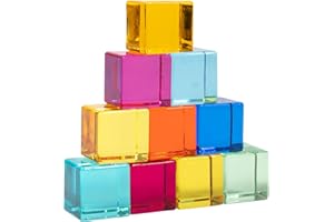 tickit Gem Cubes – Rainbow Acrylic Building and Stacking Cubes, Sensory Educational Toy with Rounded Edges – Set of 10 Colourful Gemstone Blocks