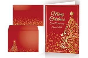 Edition Colibri Set di cartoline di Natale: 10 x ALBERO DI NATALE D'ORO con busta - 10 cartoncini pieghevoli/di alta qualità in un set con buste. Formato: DIN A 6 (14,8 x 10,5 cm)