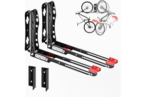 ONETWOFIT Support mural pivotant pour vélo,Support à vélo peu encombrant pour le garage,Facile à charger et à décharger,l'arceau à vélo peut supporter jusqu'à 35kg (NOIR-2PCS)