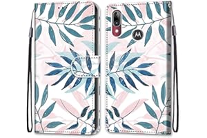 Mo-Somnus Funda para Motorola Moto E6 Plus, Funda Cartera Funda Libro Caso Piel PU con Tapa Magnético Billetera Flip Carcasa Cuero [Protección Completa] [Ranura para Tarjeta] (Coníferas)