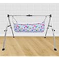 A to Z Hub Stainless Steel Portable and Foldable Baby Cradle/ghodiyu/Baby Swing/Parna/Baby jhula/thottilu with Mosquito net Hammock. (Square Pipe Black)