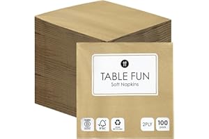 Talking Tables 100 x Serviettes en papier doré doux en vrac pour anniversaire, mariage de Noël, restauration, soirée entre filles, vaisselle, jetables, recyclables, fabriquées dans l'UE, 2 plis 33 cm