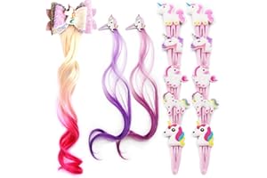 ETERSPR 10 Pezzi Fermagli per Capelli Unicorno + 2 Pezzi forcina per Parrucca Viola + Forcina per Parrucca Unicorno, Fermagli per Capelli Principessa Sfumati, per Feste a Tema, Travestimenti per Bambini DIY