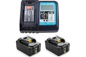 YASI MFG 2 Sztuki Akumulatorów 18V 5,0Ah z Ładowarką 3A DC18RC do Makita BL1850 BL1830 BL1840 BL1860 18 V LXT LXT400 Akumulator Narzędziowy DC18RA z LED
