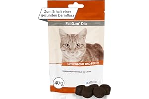 alfavet FeliGum Dia, complément Alimentaire en Cas de diarrhée pour Chats, Troubles de la résorption intestinale, pastilles à mâcher, Sachet de 40 g
