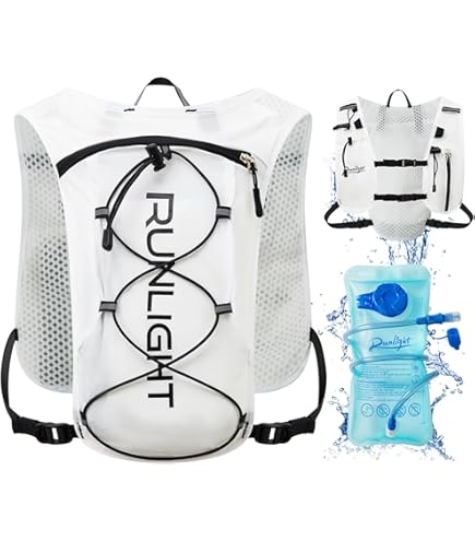 Outplea Lichtgewicht hydratatierugzak met 2L waterzak, kleine waterrugzakken hardloopvest voor mannen vrouwen, hydropack dagrugzak voor wandelen, fietsen, hardlopen, marathon, trailskiën, zwart