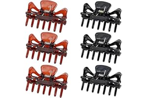 JaneYi 6 Pieces Hair Claw Clips Plastic Claws Non-Slip Strong Hold Jaw Clips Medium Small Hair Clasps Fashion Hair Styling Accessories for Women Girls Fine Short Hair - Black and Brown