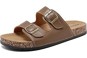 YUHITYGZGS Cork Footbed, Women Men Sandals with Adjustable Buckle Straps for Summer Beach Slip On Slippers Open Toe Slides Mules Outdoor Indoor