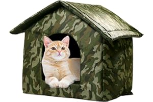Hudhowks Outdoor Cat House Waterproof, Outdoor Cat Shelter, Windproof Kitten Shelter, Weatherproof Pet Houses For Outdoor Indoor Cats, Warm Feral Cat Shelter With Removable Soft Mat For Winter