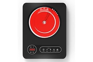 ‎VBGK VBGK Glaskeramikkochfeld mit Stecker, 220V, 2000W Glaskeramik Kochfeld mit LED-Touch-Steuerung, 10 Leistungsstufen, 4-Stunden-Timer, Sicherheitsschloss, Tragbares Cerankochfeld 1 Platte