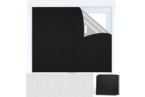 CBOFEIXG Temporary Blackout Blinds, Black Out Blinds Stick On, Portable 100% Blackout Material 150*200CM, Window No Drilling Blackout Blinds with Self Adhesive Tapes for Nursery Bedroom Travel RV Car