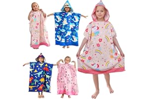 BITOYO Toalla con Capucha para Niños, Toalla de Playa Extragrande Toalla de Baño para Piscina Toalla de Poncho Albornoz de Baño Súper Suave para Niñas Niños (Altura de 120 a 170 cm) (Unicornio)