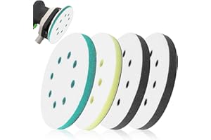 TOUMETT 4 Pcs Polishing Pads,Orbital Sander Discs,for Drill,Sanding,Sponge,Foam,Attachment,Buffing,Polish,125mm Pad for 8 Holes Soft Disc,Hard Cushion Buffer,Impact Resistant Low Noise(Green,Yellow,Black)