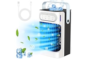 Climatizzatore Portatile,YeXhot Raffrescatore D'aria,800ml,3 Velocità Della Ventola E Timer Da 2-8 Ore, 3 Nebbie Fredde E 7 Luci Led, Mini Condizionatore Portatile Ad Acqua Per Uso Personale