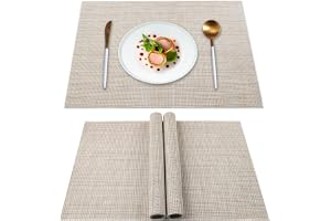 Ablieve Placemats Set of 4, Heat Insulation & Stain Resistant Washable Place Mats 45x30cm, Durable Non-Slip Kitchen Table Mats Placemat for Dining Table Beige