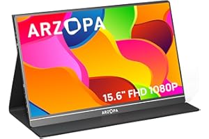 ‎ARZOPA ARZOPA Portable Monitor, 15.6 Inch 1080 FHD Tragbarer Monitor with External HDR Eye Care Screen and HDMI/Type-C/USB-C, for Laptop/PC/Mac/PS4/Xbox