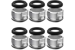 EXQUIMA 6 PCS Tap Filter, Tap Aerator Replacement Insert Tap Spout Aerator 24MM Brass Male Spout Threaded Aerator with Gasket for Kitchen Sink, Bathroom, Restaurant,Public