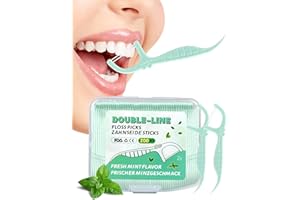 ZITFRI 200x Hilo dental menta Arcos Dentales doble línea Hilo Dental con mango Palillos de Hilo con Caja Dental Floss