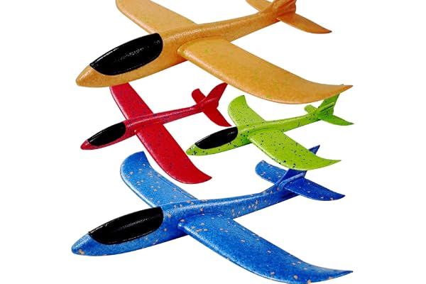 EOGRFW 4 Pièces Avion Polystyrene 44.5cm à 2 Modes de Vol, Planeur en Mousse pour Enfants, Cadeaux pour Garçons De 3, 4, 5, 6, 7 Ans