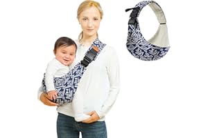 DAVBNM Baby Sling Carrier Toddler Sling, Baby Side Carrier with Thick Shoulder Straps-Adjustable, for Newborn Infant Toddler 3-36 Months, Breathable and Comfortable (Blue, One Size)