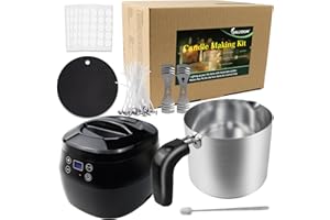 VALLYDOM Black Wax Melter & Candle Making Kit, 1000mL, 200W, Digital Temp Control, Easy Clean, DIY Craft & Business