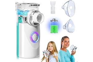 BIAOQINBO Aerosol Portatile Silenzioso USB-C Ricaricabile Macchina Aerosol per Adulti e Bambini Nebulizzatore Portatile con 2 Maschere e Boccaglio Apparecchio Aerosol per Viaggi e Uso Domestico