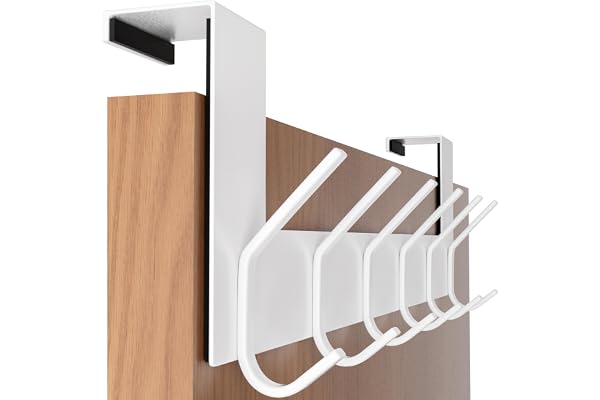 SKOLOO Crochet de porte blanc, porte-manteau de porte pour entrée, porte-serviette pour salle de bain, crochet de porte en acier inoxydable pour accrocher un sac à dos, une veste, un peignoir