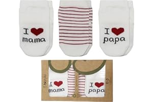 bistyle Bio-Baumwolle Süße 0-3 Monate Baby Socken Ich Liebe Mama + Ich Liebe Papa Baby Neugeborenen Geschenk Baby Erstausstattung Neugeborene 3 Paar