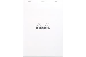 RHODIA 18201C - Bloc-Notes Agrafé N°18 White - A4 - Petits Carreaux - 80 Feuilles Détachables - Papier Clairefontaine Blanc 80G - Couverture en Carte Enduite Souple, Résistante et Imperméable - Basics