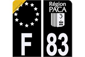 HADEXIA Autocollant Sticker Plaque d'immatriculation Moto Département 83 Logo Région PACA Noir