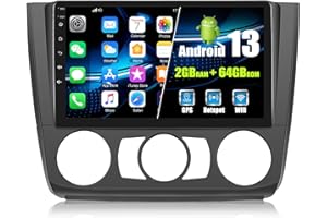 AUOMETO [2+64G] Android 13 Radio Coche para BMW 1er E81/E82/E87/E88 (2004-2011), 9 Pulgadas Pantalla Táctil con Bluetooth/GPS/FM/RDS/WiFi/USB Enlace Espejo/Mandos en el Volante+Canbus+Cámara