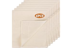 RAYGENIX 6 Stück Passiertuch, 50x50 cm Käsetuch Wiederverwendbar, Cheesecloth Filtertuch Waschbar Seihtuch aus reiner Baumwolle, Mulltücher für Saft, Käse, Nussmilch