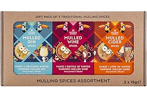 NATURAL & NOBLE Traditional Mulling Spices Assortment Gift Pack, 3 Varieties: Gin, Wine, Cider.