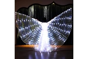 Leemiman Women LED Butterfly Isis Wings Belly Dance Wings Lights with Telescopic Stick for Stage Performance