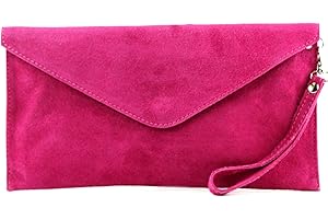 ELEGANT FASHIONS NEW Womens Verapelle Genuine Italian Suede Envelope Shaped Clutch Bag Womens/Ladies Rebecca Clutch