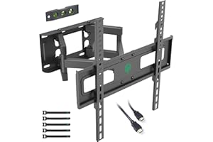 TIPTOP Gear TV-Wandhalterung für 23-70-Zoll-Flach- und Curved-Fernseher, Schwenkbar, Neigbar, Ausziehbar, voll Bewegliche Doppelarm-TV-Wandhalterung, Hält Bis zu 45 kg, Max. VESA 400 x 400 mm