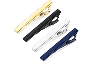 JeryWe 4 Coppie di fermacravatte da Uomo uniche per la Festa del papà Regali per Il Fidanzato con Nero Oro Blu Scuro Oro Argento fermacravatte Set di fermacravatte per Cravatta Regolare