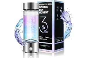 Lozltx Wasserstoff-Wasserflasche【Neu SPE PEM-Technologie】 hydrogen water bottle【H2-Konzentration bis zu 2 Mal 3 Minuten】 hydrogen water bottle mit 8nmO2-H2-Trenntechnik Silber Generator