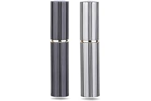 AsaNana Perfume Atomiser, Refillable & Travel Size Perfume Bottle, Leaking Proof,Bottom Pump without Funnel, Luxurious Small women and men, 5 ml (Pro-2P-Black&Gray)