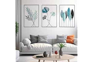 MeYuxg 3 unidades de decoración de pared de metal para salón, 30 x 43 cm, cuadros de metal con marco, moderno hogar, para dormitorio, cocina, oficina