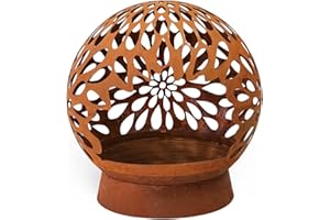 ‎HANSMEIER Hansmeier Fire Basket Fire Bowl - Fire Ball Removable - with Insert Opening - 52 x 52 x 40 cm - Hypnotic Raindrops - Garden Decoration
