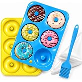 Aoibeely Silicone Donut Mold, 2 Pieces Silicone Baking Molds, 10 Pieces Pastry Bags, Used to Make for Cakes, Cookies, Bagels,
