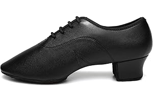 JUODVMP Zapatos Baile Latino Hombre de los de Cuero Lace up estándar Tango latín Jazz Moderno Performance Danza Zapatos Negro,40 EU